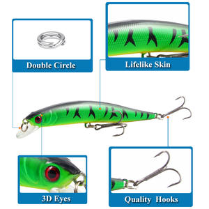 Leurre de pêche Minnow 10cm 8.3g pour la pêche au bar en mer, leurre de simulation pour eaux moyennes, longue portée, avec sonnette, ensemble de matériel de pêche - Product Image 4