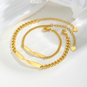 Bracelet en acier inoxydable 316L plaqué or 18 carats torsadé avec barre d'identification pour <span class=keywords><strong>couple</strong></span>, gravable, chaîne <span class=keywords><strong>gourmette</strong></span> torsadée Mobius, bijou étanche, cadeau - Product Image 4