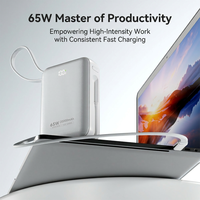 Batterie externe portable grande capacité 20000 mAh avec charge ultra-rapide 65W, câbles intégrés, design léger et fin – Offre Spéciale