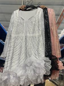 CY901042 فستان حفلة موسيقية بأكمام طويلة حجر الراين كشكش تنحنح المرأة مساء اللباس اليومي النادي حزب فساتين - Product Image 3