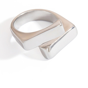 Stainless Steel Geometric <b>Ring</b> Open Design Women's Fashion Jewelry Index Finger <b>Ring</b> Minimalist Style Silver Color - Product Image 5