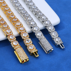 Bracelets en Moissanite VVS taille Radiant, en Argent S925, style Hip Hop, entièrement pavés de maillons carrés effet cube de sucre, pour femmes, vente en gros Elite - Product Image 5