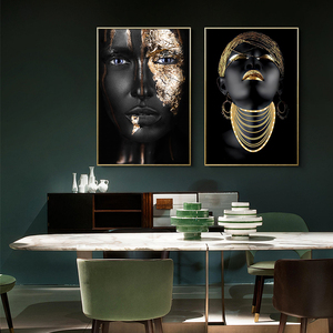 Quadro Moderno con Stampa di Donne Africane Belle in Nero, Dipinto a Olio su Tela con Cornice, Arte Murale di Ragazze Sensuali - Product Image 3