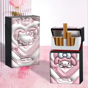 Mode niedlichen Cartoon 20pcs Kunststoff Zigaretten etui Transparente Zigaretten schutz box Sanrio Kuromi Melodie für Frauen Mädchen