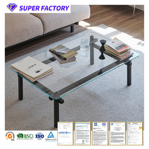 Mesa de centro para sala de estar, mesa de centro de madera maciza para apartamento pequeño, mesa de cristal sencilla, mesa rectangular para el café de la tarde - Product Image 4
