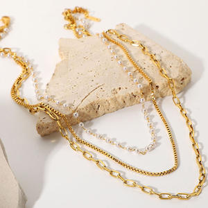 Ins Internet Celebrity con el mismo estilo Collar de tres capas Embalaje individual Collares de perlas Joyería de cadena de moda - Product Image 4