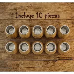 Vasos de chupito de madera The Barrel House, 3 oz, interior de aluminio, forma única, paquete de 10, estilo vintage para fiestas de cócteles - Product Image 4