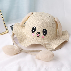Dễ Thương Thỏ <span class=keywords><strong>hat</strong></span> cho trẻ em di chuyển tai rơm <span class=keywords><strong>hat</strong></span> với lượn sóng vành cho các hoạt động ngoài trời được làm từ cỏ tự nhiên - Product Image 5