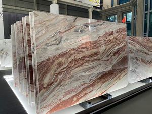 बहु-निर्मित विदेशी घर सजावट के लिए लाल संगमरमर मोनिका लाल कल्पना इनडोर विला बाथरूम काउंटरटॉप फायरप्लेस - Product Image 3