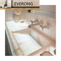 Vasque en marbre blanc italien rétroéclairé flottant, plan de toilette en marbre, comptoir de salle de bain, lavabo en marbre