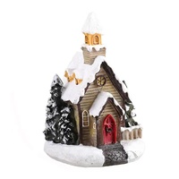 Ornamen Natal Resin dengan lampu LED Mini, ornamen gantung berbentuk rumah untuk dekorasi pencahayaan rumah, hadiah Natal