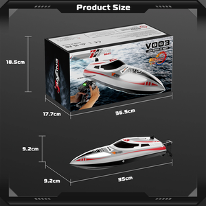Bateau de course RC V003 2,4 GHz, bateau rapide télécommandé à grande vitesse 30 km/h avec fonction d'auto-redressement, lumière LED et refroidissement par eau - Product Image 6