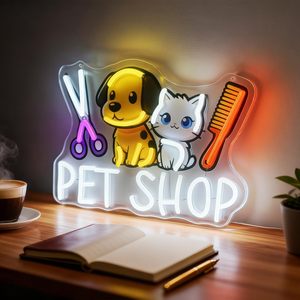 Dog and cat pet shop Letreros Neon LED indoor hanging ambient light shop <b>sign</b> wall decoration light entrance indicator light - Product Image 5