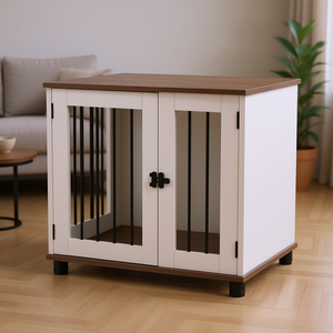 Meuble pour chien avec porte verrouillable, niche d'intérieur pour petits et moyens chiens, maison pour animaux de compagnie en bois moderne, table d'appoint, table de chevet - Product Image 2