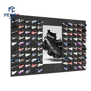 2025 moderne marque chaîne magasin détail chaussures affichage idées Boutique tissu sac et chaussures affichage Sneaker affichage <span class=keywords><strong>panneau</strong></span> mural - Product Image 1