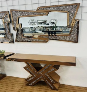 Table <span class=keywords><strong>console</strong></span> <span class=keywords><strong>extensible</strong></span> moderne pour la maison, l'hôtel, l'atelier, la salle à manger ou la chambre à coucher, meubles de salon <span class=keywords><strong>en</strong></span> <span class=keywords><strong>verre</strong></span> miroir - Product Image 3