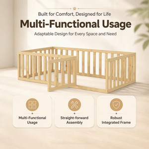 Panneaux de parc pour bébé en bois personnalisables, parc pour bébé réglable, barrière pliable en bois pour bébé, lit en bois - Product Image 3