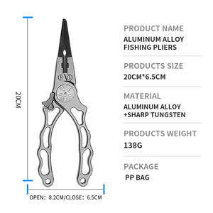 คีมตกปลาแบบกันสนิม พร้อมห่วงแยก ตัวถอดเบ็ด คีมตกปลาอะลูมิเนียมพร้อมที่ตัดสายถักและปลอกหุ้ม - Product Image 4