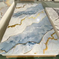 Lámina de PVC Impermeable de Alto Brillo con Efecto Mármol UV, Panel de Pared Alternativo al Mármol para Decoración Interior Moderna de Villas y Hoteles