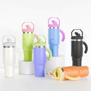 Hot Sale 40oz Bottle with Handle <b>Mug</b> Cup Thermal Stainless Steel Tumbler with Straws Vacuum Flask <b>Insulated</b> Portable Cup - Product Image 1