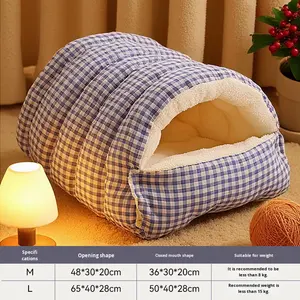 Nid pour chat en peluche, tunnel chaud d'hiver, forme fermée, <span class=keywords><strong>lit</strong></span> pour chat sécurisé, en polaire épaisse, amovible <span class=keywords><strong>et</strong></span> lavable, nid pour animaux <span class=keywords><strong>de</strong></span> compagnie en gros - Product Image 6