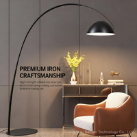 Lampadaire moderne en métal en forme d'arc, LED, température de couleur réglable, intensité variable, télécommande tactile, IRC 90, pour projets hôteliers
