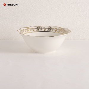 ชุดอาหารค่ำเซรามิกคลาสสิก TRESUN หรูหรา ทำจากพอร์ซเลนเนื้อดี ลายดอกไม้สีทอง จานรูปไข่ ถ้วย ชาม - Product Image 6