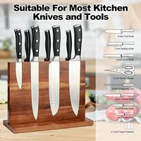 Bloc à couteaux magnétique double personnalisé avec protection en acier inoxydable, organisateur en bois d'acacia, support pour 12 couteaux, ustensiles de cuisine de camping