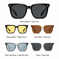 Lunettes de soleil Sunray OEM&ODM rétro, monture intégrale en acétate noir brillant, verres carrés TAC polarisés UV400, légères, pour hommes et femmes