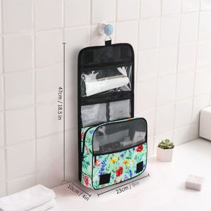 Organizador de Cosméticos Colgante Floral Personalizado, Bolsa de Aseo de Viaje de Tela Twill con 4 Bolsillos, Venta al Por Mayor - Product Image 2