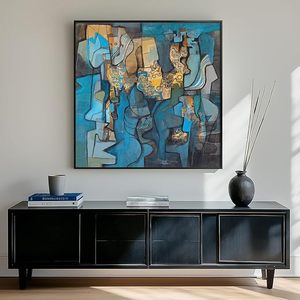 Blue Modern Abstract, <b>Large</b> Canvas Paintings Artwork for Walls, Minimalist for Living Room, Hallway, Bedroom, Office, Bathroom - Product Image 3
