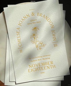 Carte de <span class=keywords><strong>menu</strong></span> d'invitation de luxe papier d'art personnalisé carte d'invitation typographique personnalisée carte de date en relief pour <span class=keywords><strong>mariage</strong></span> - Product Image 6