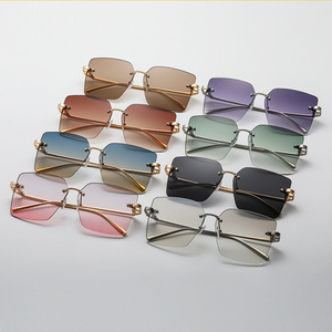 Gafas de <span class=keywords><strong>Sol</strong></span> Cuadradas Extra Grandes con Marco de Aleación XA100, Gafas de <span class=keywords><strong>Sol</strong></span> de Diseño Retro sin Montura para Mujer, con Logotipo Personalizado, Protección UV400 - Product Image 5