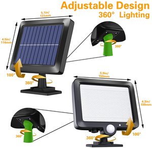 Luz Solar con Sensor de Movimiento de 56 LED, IP65 Impermeable, Ángulo de Iluminación de 120 Grados, Lámpara de Pared con Cable de 5 Metros para Jardín - Product Image 2