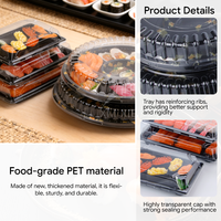 Boîte à sushi jetable en PET avec couvercle transparent, emballage alimentaire sûr, personnalisable avec logo, vente en gros
