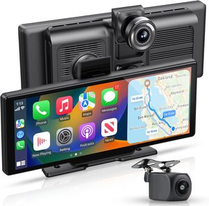Portable 10.26inch <strong>Car</strong> <strong>Monitor</strong> Wireless Carplay Android Front Dashboard Cam Rear Camera Universal TV Stereo USB Touch Screen - Product Image 1