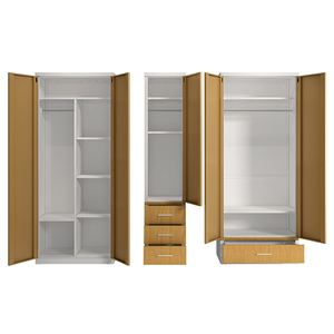 Armadio Moderno in Metallo e Acciaio con 3 <span class=keywords><strong>Ante</strong></span> Scorrevoli in Legno, Cassetti e Ripiani, Bianco, per Camera da Letto - Product Image 4