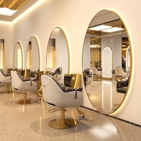 2023 plus récent miroir de barbier debout pour équipement de Salon coiffure lumière LED Salon miroirs muraux ronds
