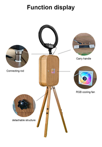 Cabina de Fotos Portátil con Soporte Triangular con Aspecto de Madera, Luz RGB Cuadrada, Cabina de Fotos Retro para IPAD y DSLR - Product Image 3
