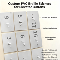 Autocollants en PVC Braille personnalisés, étiquettes tactiles pour boutons d'ascenseur, autocollants et entièrement personnalisables