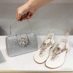 Conjunto de Bolso de Noche y Sandalias de Lujo con Pedrería, Diseño 2026, Adornado con Cristales, para Bodas y Fiestas - Product Image 5