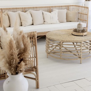 Table basse en rotin tissée à la main vintage 2024 Table d'appoint en rotin pour le thé décoration de salon mobilier d'intérieur en osier - Product Image 3