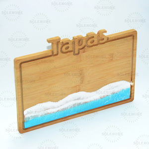 <span class=keywords><strong>Planche</strong></span> à <span class=keywords><strong>tapas</strong></span> en résine de bambou de taille personnalisée avec plateau de service élégant au design de vague océanique pour un divertissement élégant - Product Image 6