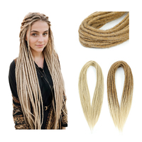 Shinein 24 pollici in loop morbido Single Ended capelli sintetici dread extension Ombre ondulate ricci Dreadlock extension