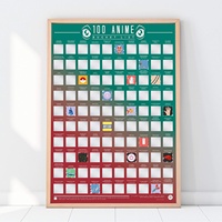 Poster Rascable de Anime de Gift Republic, 100 Diseños, Lista de Deseos, Arte Japonés para Pared, Decoración de Dormitorio, Regalo para Fans, Cumpleaños, Navidad