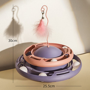 Vendedor caliente 2025 Venta directa de fábrica 2 niveles Juguetes divertidos para mascotas Tocadiscos <span class=keywords><strong>Crazy</strong></span> Ball Disk Juguetes interactivos para gatos para mascotas - Product Image 6