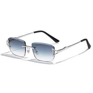 HBK 2025 Fashion Frameless <strong>Sunglasses</strong> with <strong>Blue</strong> Gradient <strong>Lens</strong> Rimless Alloy Frame Luxury Logo for Men Women's Shopping Travel - Product Image 1