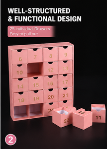 Custom Pink <b>Christmas</b> Advent Calendar <b>Box</b> with Numbered Drawers Gold Foil Logo Printing for Candy Jewelry and Small Gifts - Product Image 4