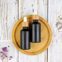 Flacon compte-gouttes rond en verre dépoli noir mat sur mesure avec bouchon en plastique 10ml/30ml – Contenant de stockage pour huile essentielle ou huile de soin