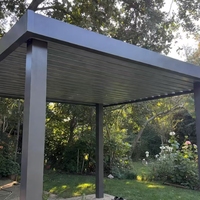Gazebo de plage en aluminium avec éclairage LED - Structure extérieure durable, imperméable, résistante au vent, anti-UV, écologique, résistante aux rongeurs et à la décomposition